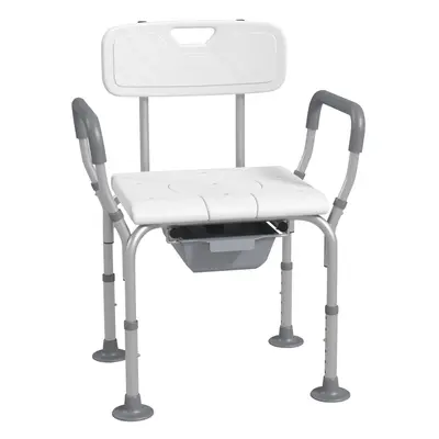 HOMCOM 3-in-1 Shower Chair Adjustable Bedside Commode Raised Toilet Seat White