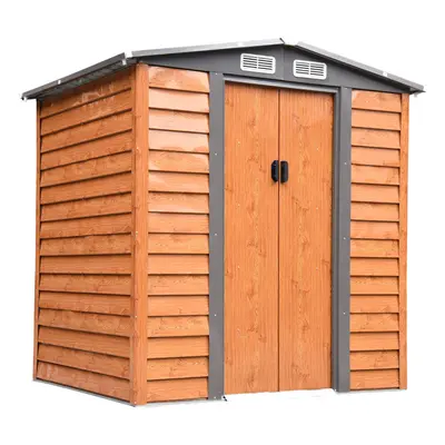 Outsunny 6.5x5.2ft Garden Shed Wood Effect Tool Storage Sliding Door Wood Grain