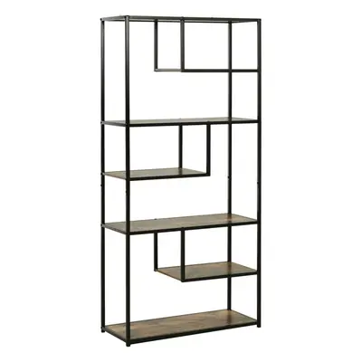 HOMCOM Wood Bookshelf Industrial Style Tier Living Room Display Rack Organiser