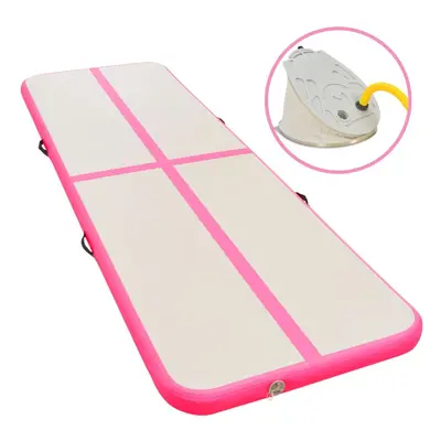 vidaXL Inflatable Gymnastics Mat with Pump 500cm PVC Pink Exercise Gym Carpet