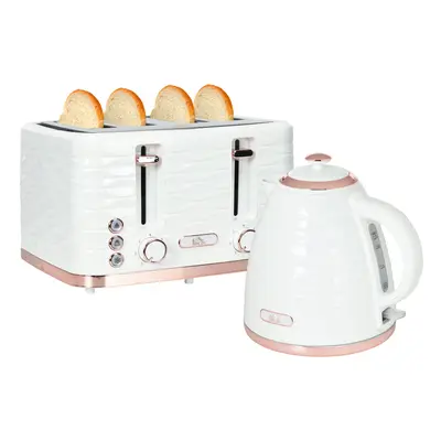 HOMCOM Kettle and Toaster Set 1.7L Rapid Boil Kettle & Slice Toaster White