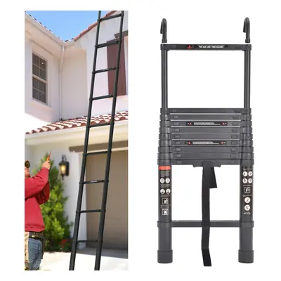 Extension Ladder 3.2M Telescopic Ladder Aluminum with Removable Hook for Multi Purpose Loft Atti