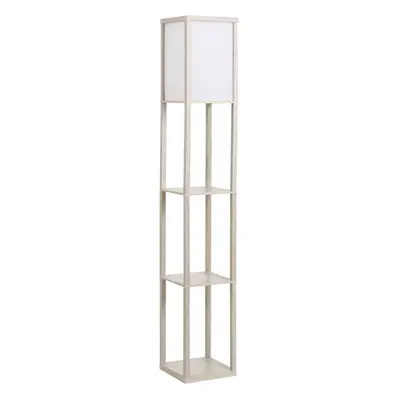 HOMCOM Floor Lamp Reading Lamp with 3-Tier Storage Shelf for Home Office Oak