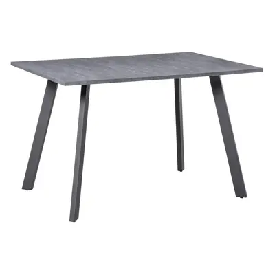 HOMCOM Modern Rectangular Dining Table with Metal Legs Indoor, Dark Grey