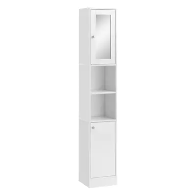 kleankin Bathroom Floor Storage Cabinet with Mirror and Shelves