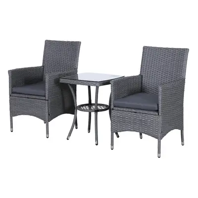 3pc Outsunny Outdoor Grey Rattan Bistro Set