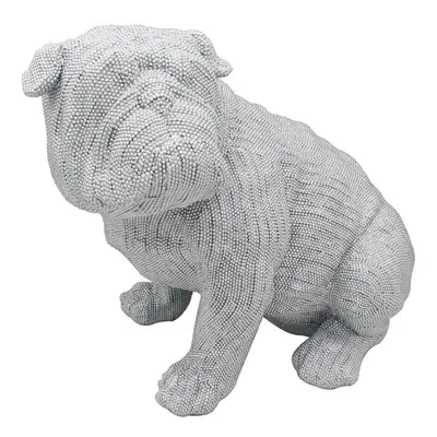 Silver Art Large Bulldog Sitting Statue