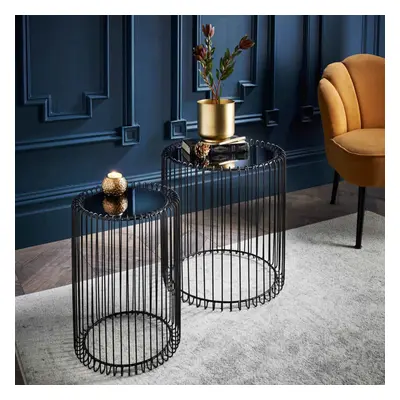 Set of Cage Side End Coffee Tables Wire Table Living Room Furniture