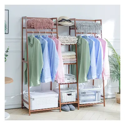 Bamboo Trapezoid Clothing Rack Clothes Storage Shelves