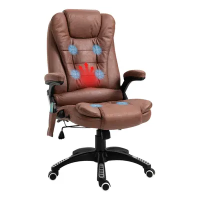 Vinsetto Office Chair w/ Heating Massage Points Relaxing Reclining Brown