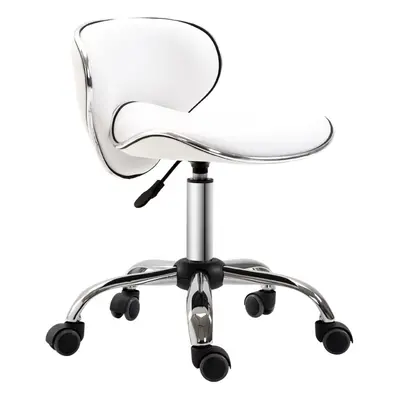 HOMCOM Office Chair Beauty Salon Rolling Technician Stool Chair Low Back White