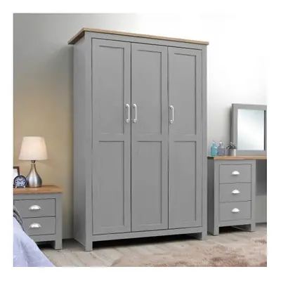 Lisbon Bedroom Furniture Door Triple Wardrobe In Light Grey