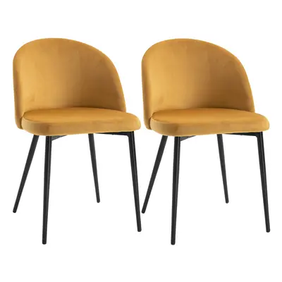 HOMCOM Modern Upholstered Fabric Bucket Seat Dining Chairs Set of Yellow