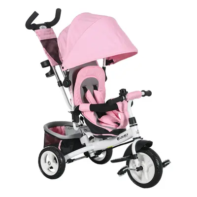 HOMCOM in Kids Trike, Stroller with Parent Handle, Pink