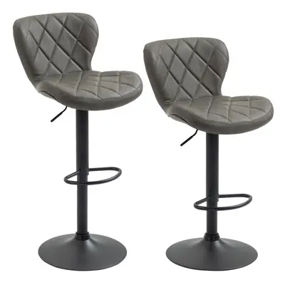 HOMCOM Adjustable Height Bar Stools Set of 2, Swivel Barstools Dark Grey