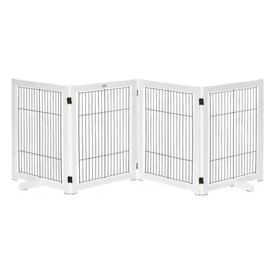 PawHut Freestanding Pet Gate Safety Barrier Pannel with Support Feet White