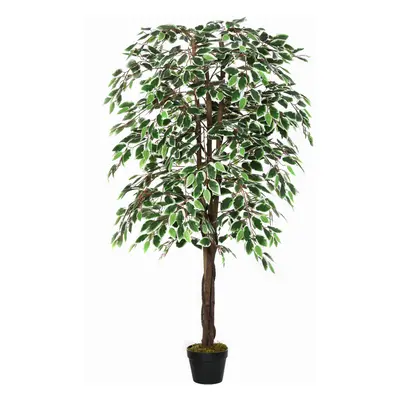 Outsunny 160cm/5.2FT Artificial Ficus Tree Fake Plant in Pot Indoor Outdoor