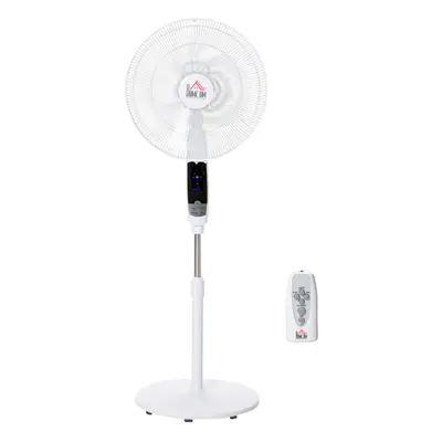 HOMCOM Inch Pedestal Fan Height Adjustable 7.5h Oscillation LED Panel