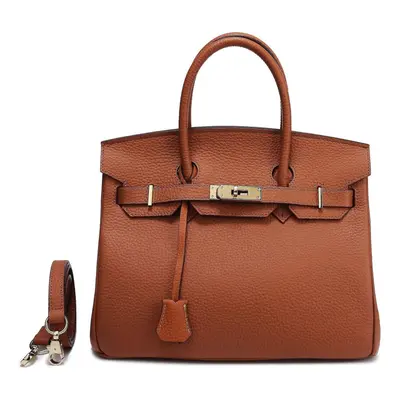 Women Ladies Handbag First Layer Cowhide Fashion Litchi Pattern Birkin Bag