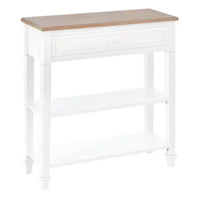 HOMCOM 80x75cm Console Table w/ Drawer Shelves Worktop Handle White