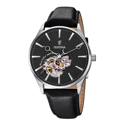 Festina Men's Automatic Watch With Black Leather Strap F6846-4