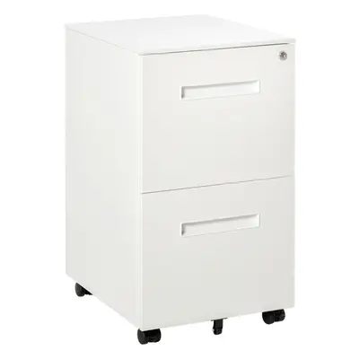 Vinsetto Mobile Lockable File Cabinet w/ Adjustable Hanging File Folder, White