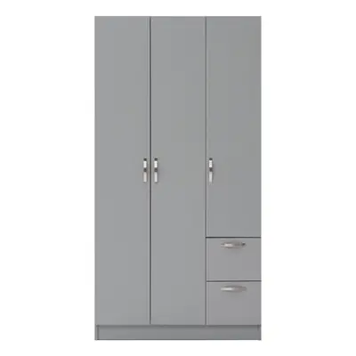 3 Door Double Wardrobe Bedroom Furniture Storage Cupboard Grey