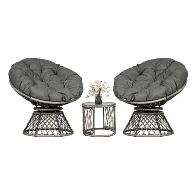 Outsunny Pieces Outdoor Rattan Bistro Set with Swivel Chair and Cushions