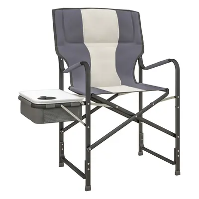 Outsunny Folding Directors Chair Aluminium Camping Chair with Cooler Bag Grey