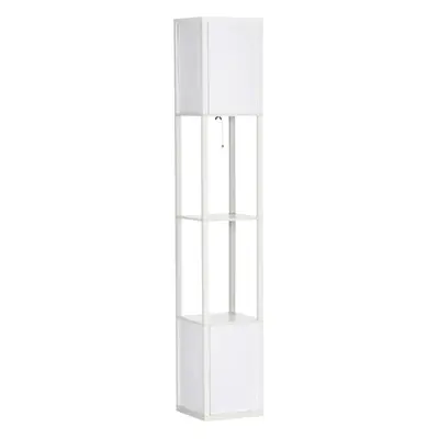 HOMCOM Shelf Floor Lamp with Dual Light, for Living Room, Bedroom, White