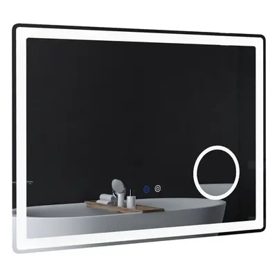 kleankin LED Lighted Bathroom Mirror with 3X Magnifying Mirror, Anti-Fog