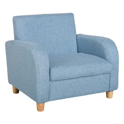 HOMCOM Child Armchair Wood Frame w/ Padding Seat Low-Rise Bedroom Blue