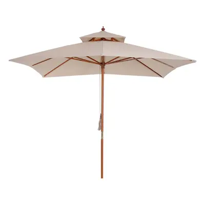 Outsunny 3m 2-tier Patio Parasol Garden Sun Umbrella Sunshade Bamboo w/ Pulley