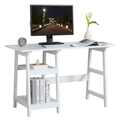 HOMCOM Computer Writing Desk w/ Shelf PC Workstation for Home Office White