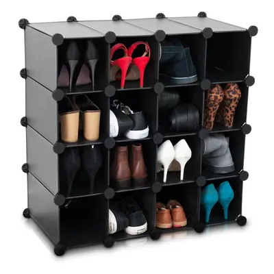 LIVIVO Â® New Superior Quality Interlocking Pairs Cube Shoe Organiser Rack Storage Black