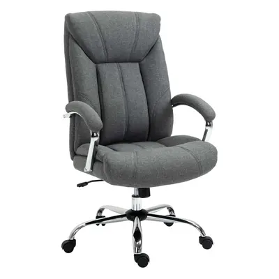 Vinsetto High Back Home Office Chair Swivel Linen Fabric Desk Armchair, Grey