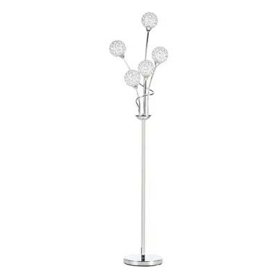 HOMCOM Modern Floor Lamp w/ K9 Crystal Shade, Light, for Living Room, Silver