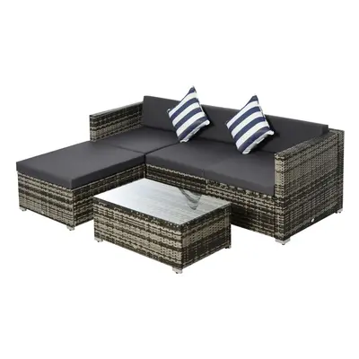 Outsunny Pieces Rattan Sofa Set Wicker Sectional Cushion Patio Grey Garden