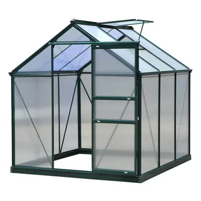 Outsunny 6x6ft Walk-In Polycarbonate Greenhouse Plant Grow Galvanized Aluminium