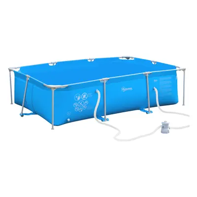 Outsunny Steel Frame Swimming Pool w/ Filter Pump and Reinforced Sidewalls, Blue