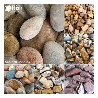 (Scottish Cobbles, 20kg x 3) Decorative Stone Coloured Pebbles Cobbles Slate Gravel Chippings Ag