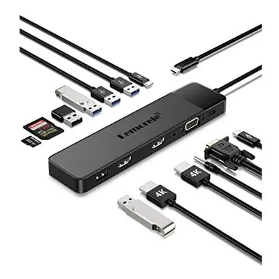 13 in USB C Docking Station Dual Monitor, USB C Dock USB C Hub Multiport Adapter Triple Monitor 