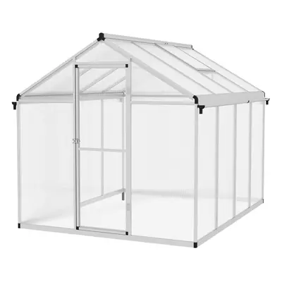 Outsunny 8x6ft Aluminium Greenhouse with/ Door Window Galvanised Base PC Panel