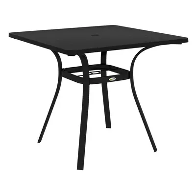 Outsunny Garden Table with Metal Tabletop, Steel Frame for Balcony, Porch, Black