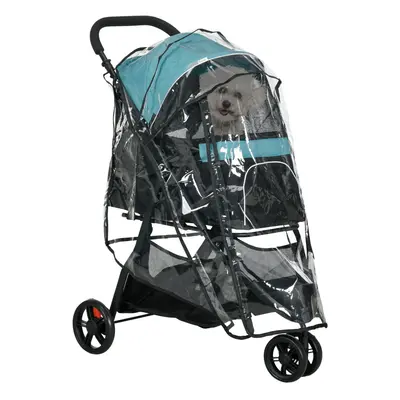 PawHut Dog Stroller for Dogs, Dogs, Cats with Rain Cover - Dark Green