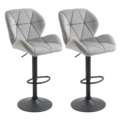 HOMCOM Bar Stool Set of Adjustable Height Counter Chairs Light Grey