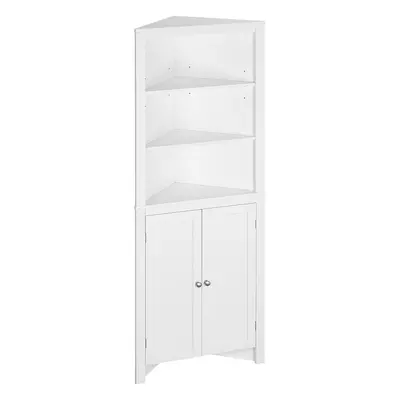 kleankin Corner Bathroom Cabinet, Double Doors and Adjustable Shelves, White