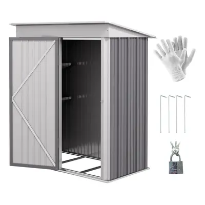 Outsunny Steel Garden Shed, Small Lean-to Shed for Bike, 5x3 ft, Grey