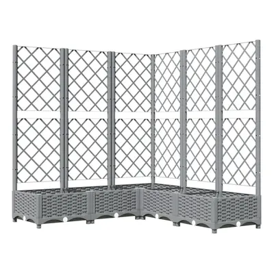 (light grey, x x 121.5 cm) vidaXL Garden Planter with Trellis PP Outdoor Raised Bed Flower Pot P