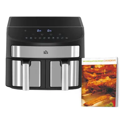 HOMCOM Oil Free Dual Air Fryer 10-in-1 8L w/ Sync Cook & Sync Finish Timer 2400W